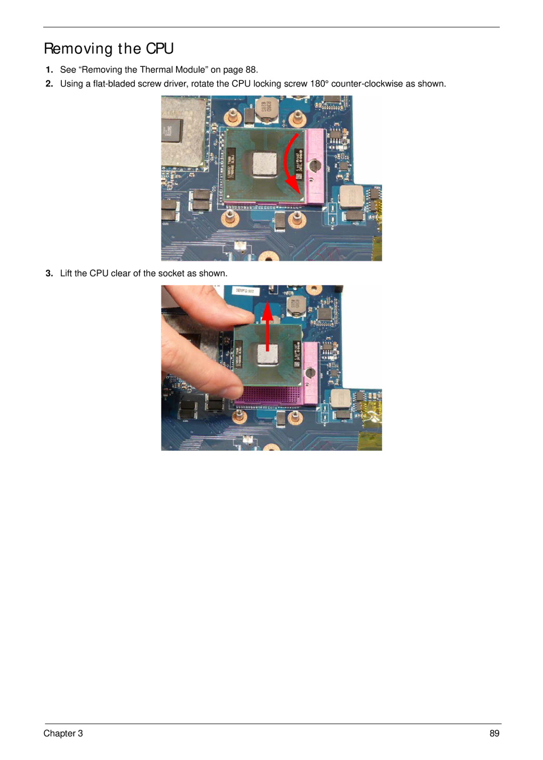 Packard Bell LJ61 manual Removing the CPU 