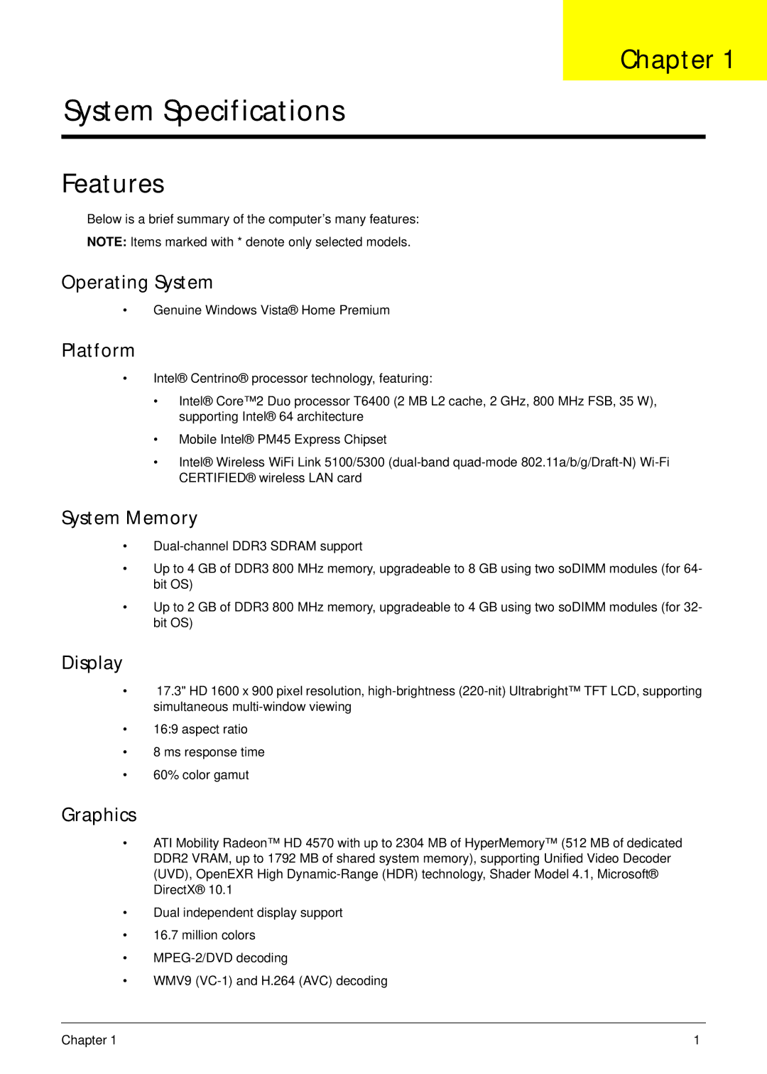 Packard Bell LJ65 manual Chapter, Features 