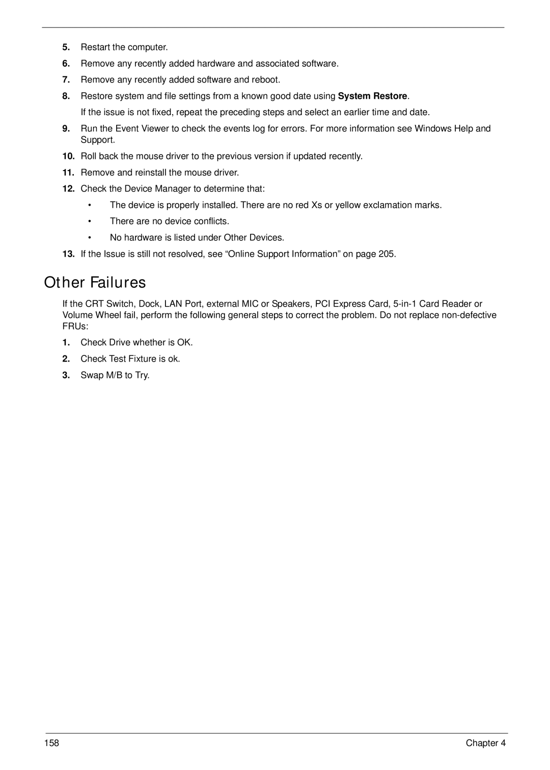 Packard Bell LJ65 manual Other Failures 