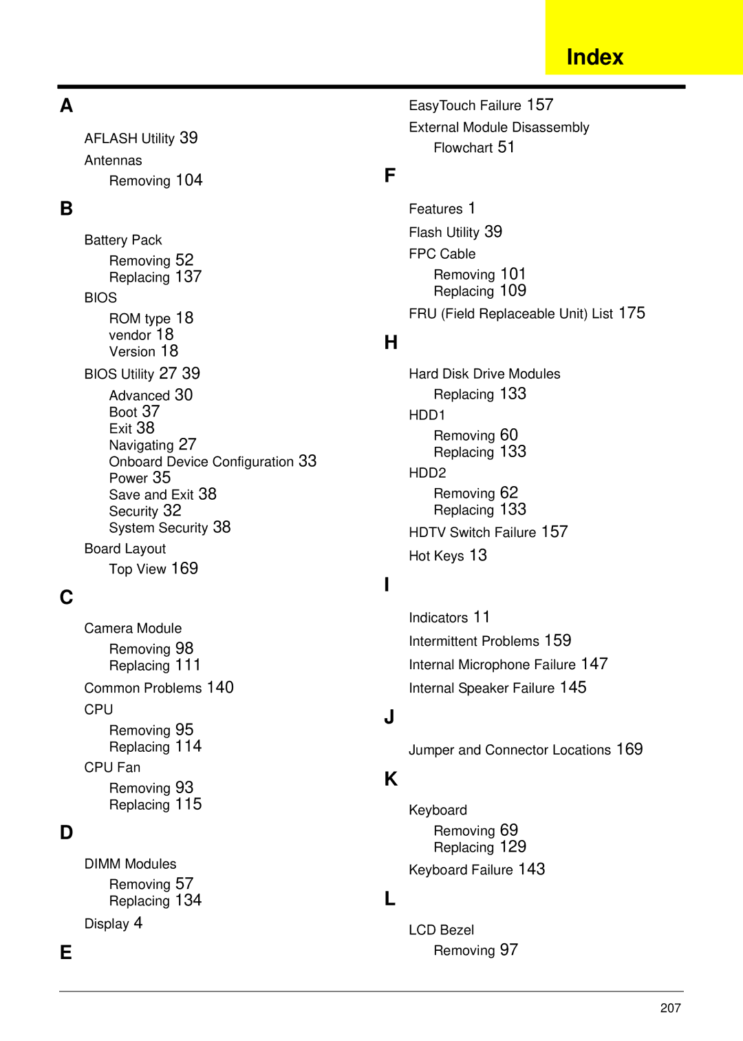 Packard Bell LJ65 manual Index 