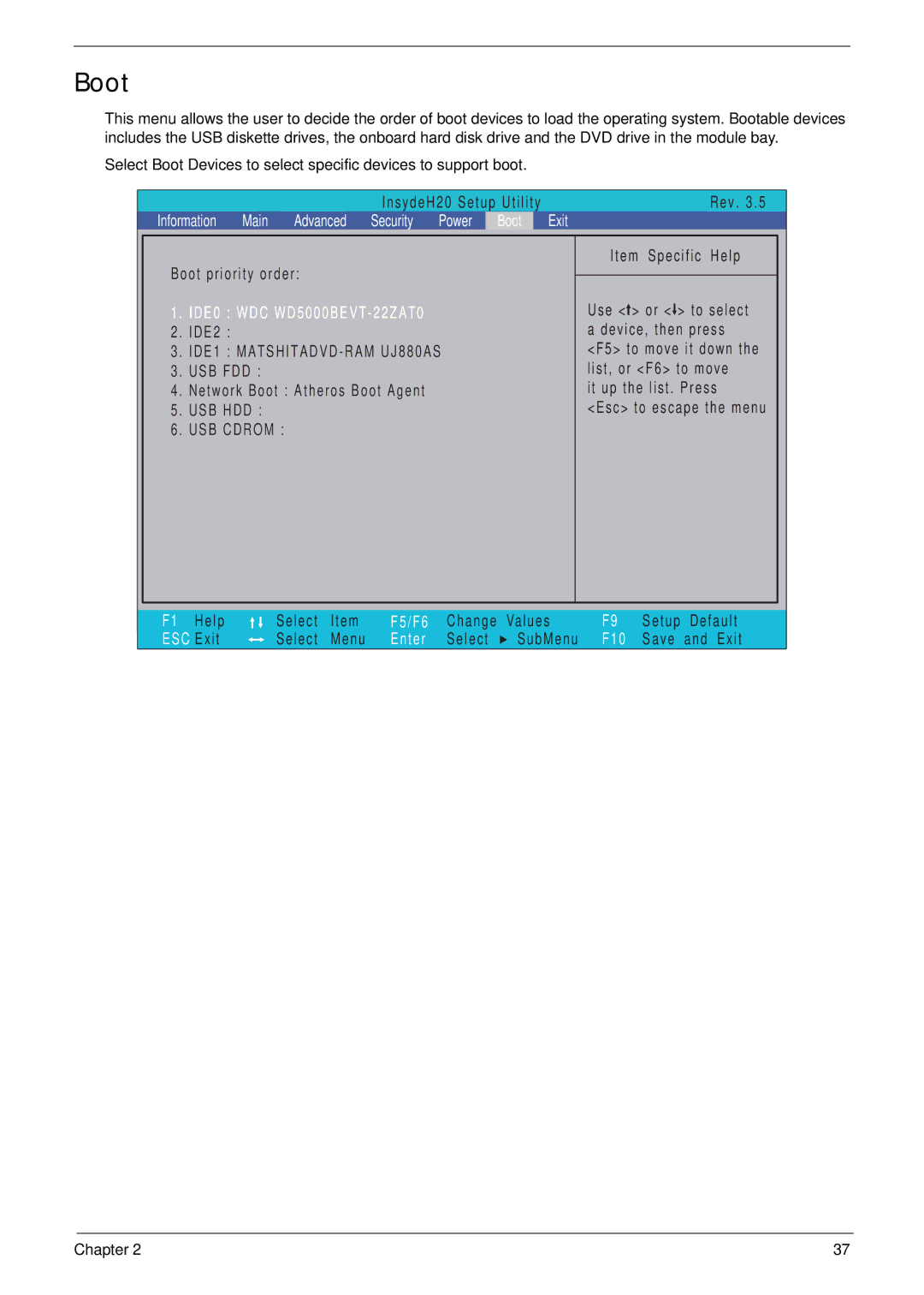 Packard Bell LJ65 manual Boot, USB Cdrom 