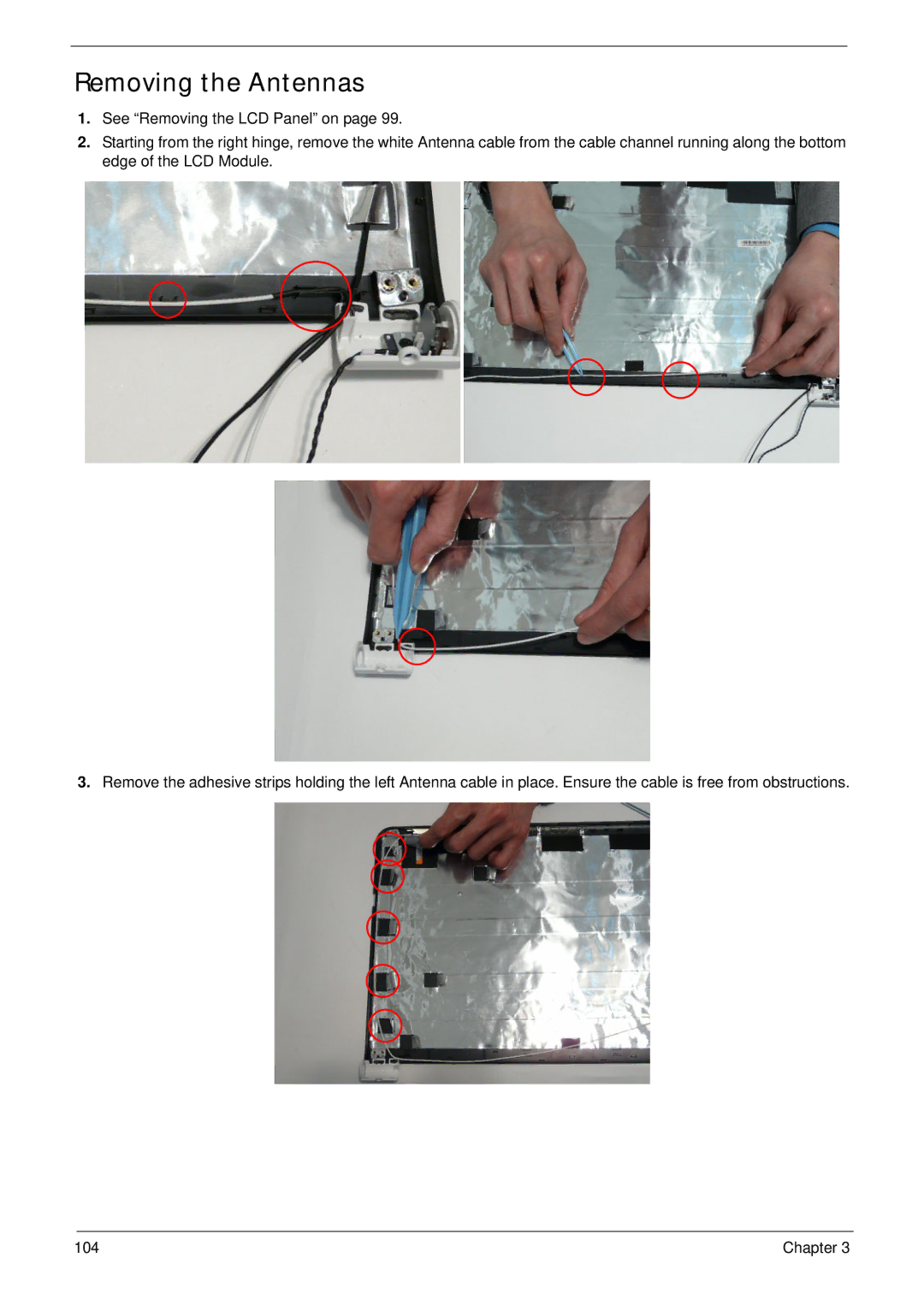 Packard Bell LJ77, LJ75 manual Removing the Antennas 