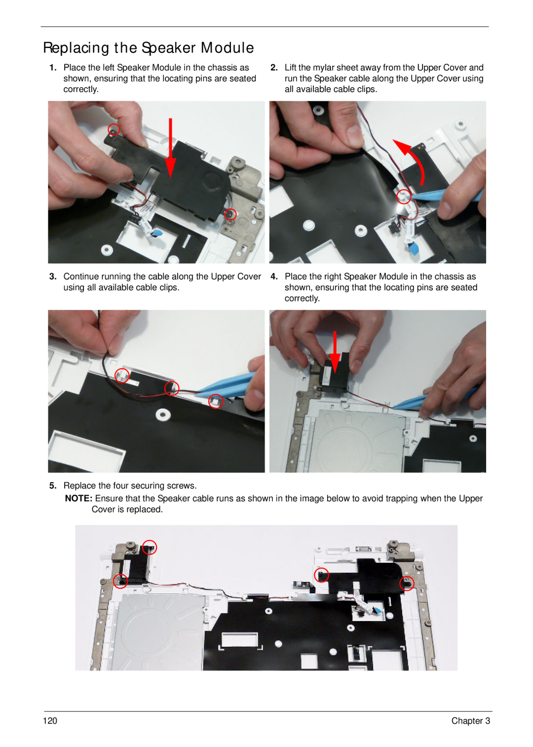 Packard Bell LJ77, LJ75 manual Replacing the Speaker Module 