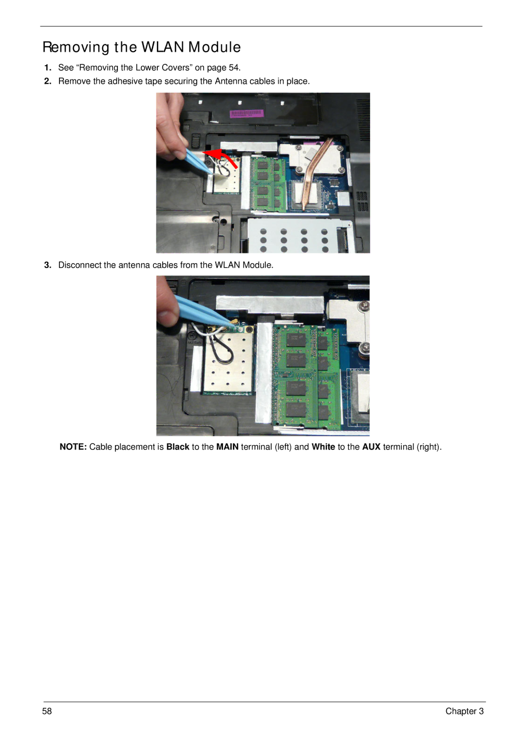 Packard Bell LJ77, LJ75 manual Removing the Wlan Module 