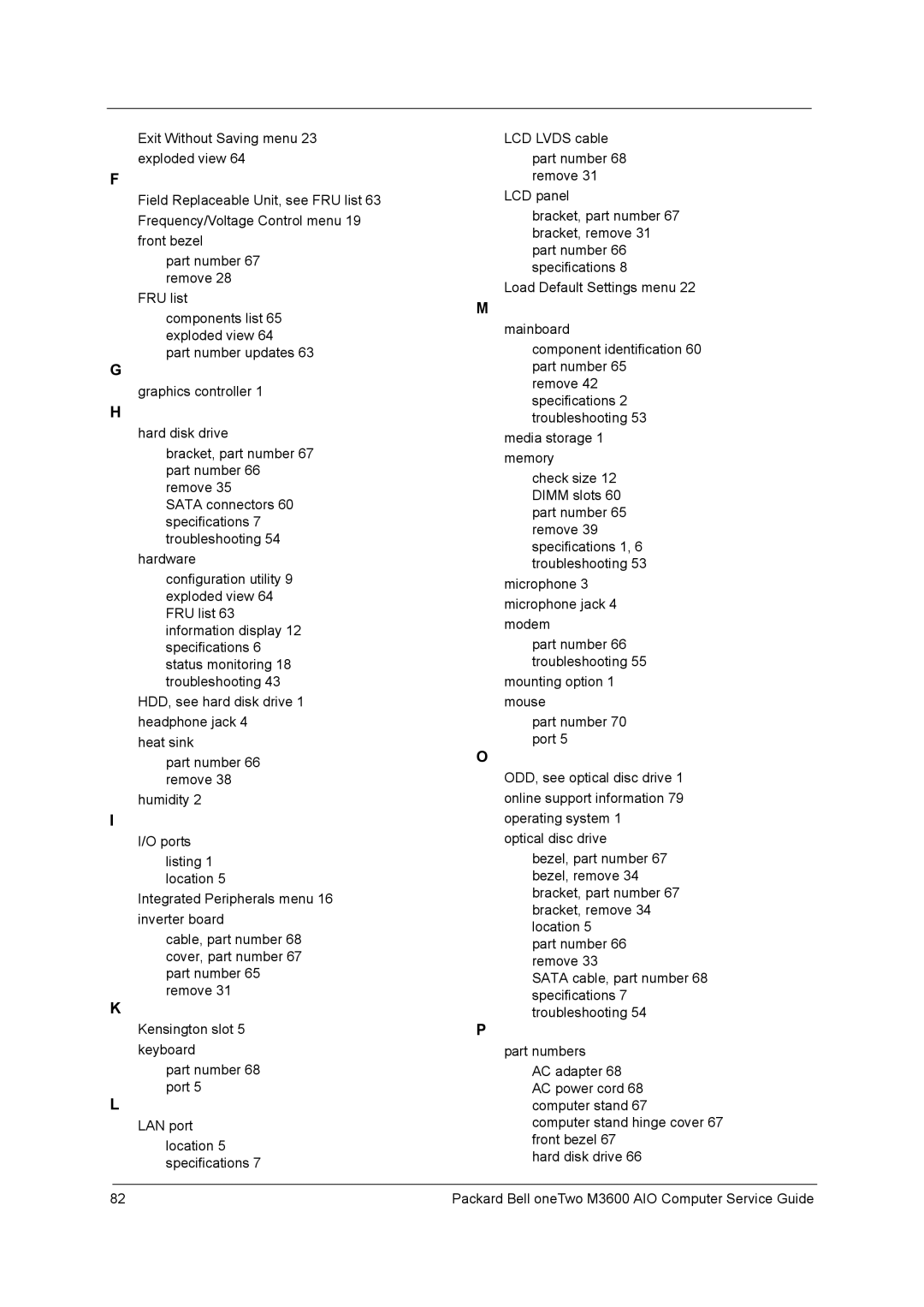 Packard Bell manual Packard Bell oneTwo M3600 AIO Computer Service Guide 