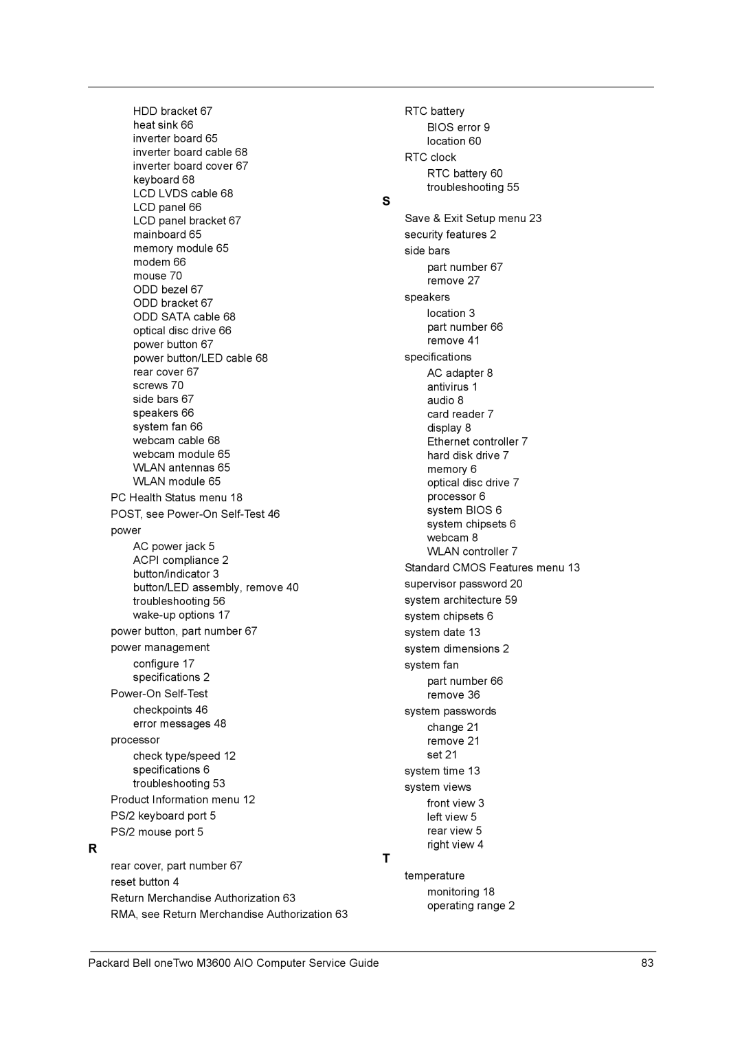 Packard Bell M3600 manual Checkpoints 46 error messages 