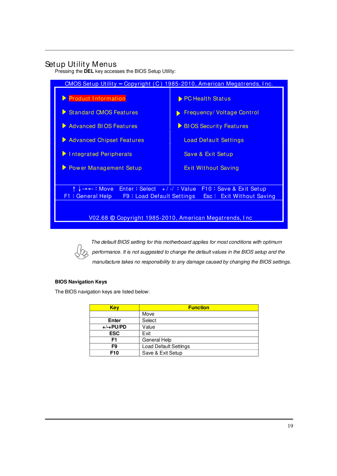 Packard Bell M5801 manual Setup Utility Menus 