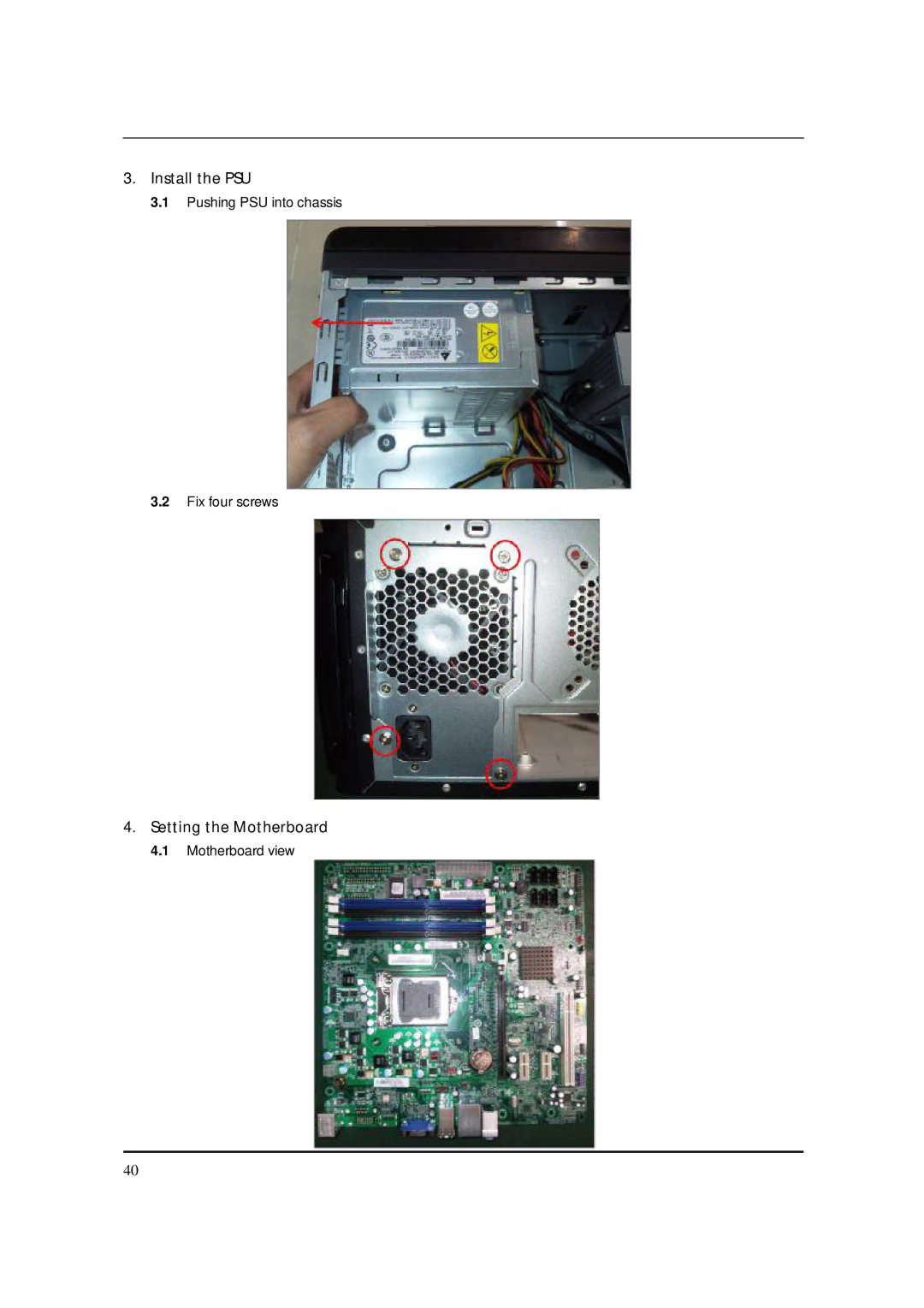 Packard Bell M5801 manual Install the PSU, Setting the Motherboard 