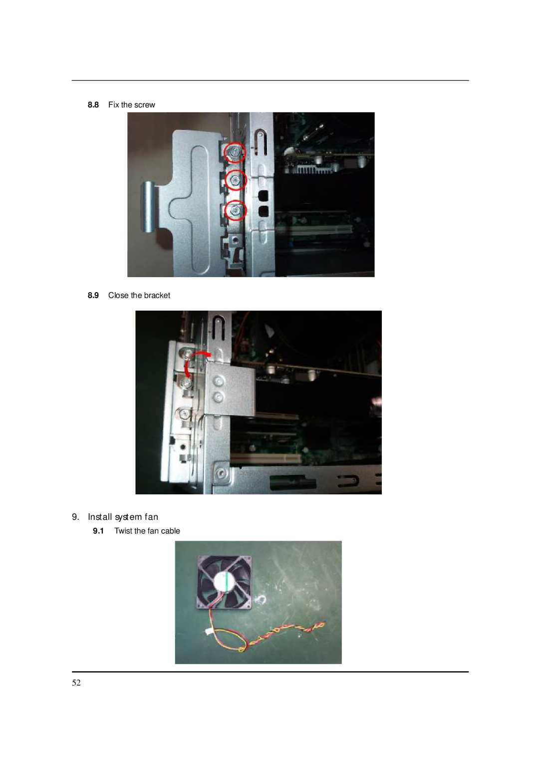 Packard Bell M5801 manual Install system fan 