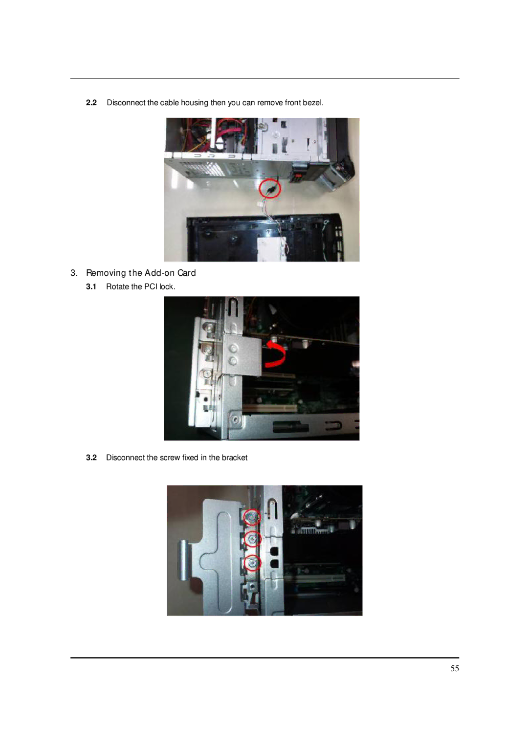 Packard Bell M5801 manual Removing the Add-on Card 