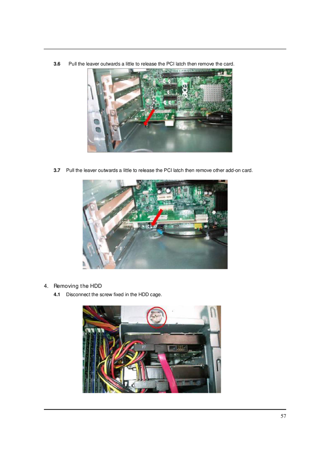 Packard Bell M5801 manual Removing the HDD 