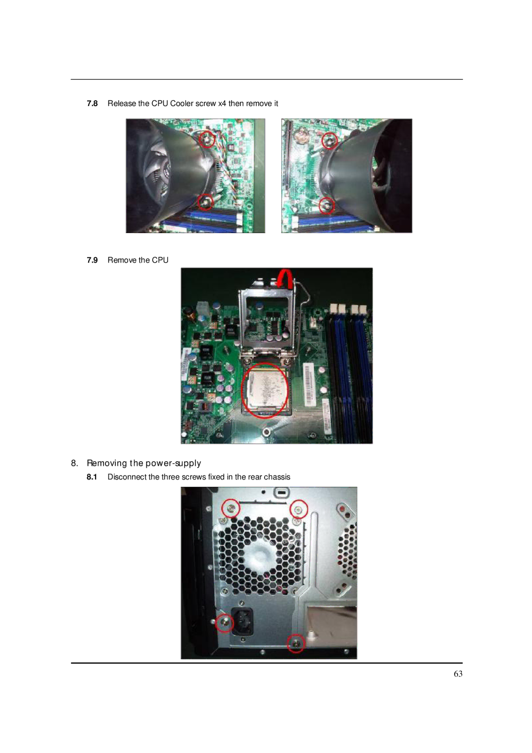 Packard Bell M5801 manual Removing the power-supply 