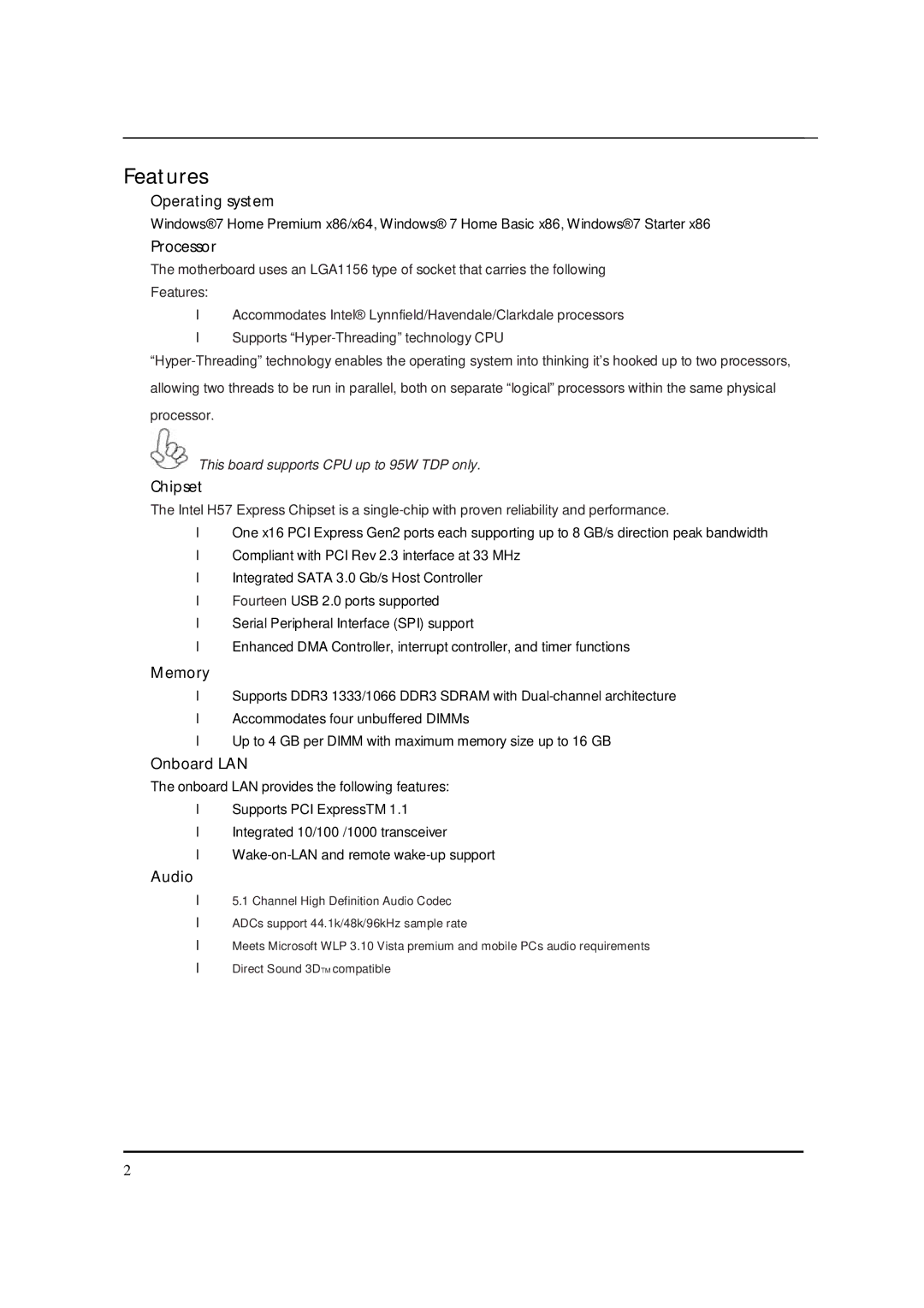 Packard Bell M5801 manual Features 