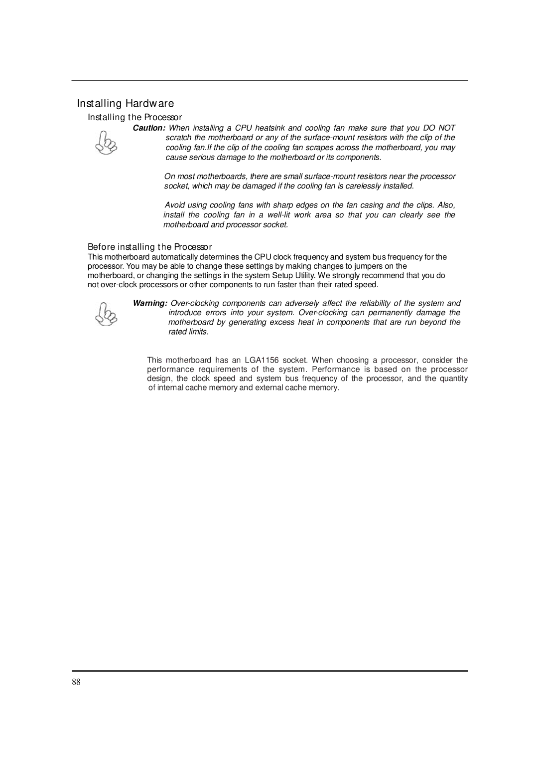 Packard Bell M5801 manual Installing Hardware, Installing the Processor, Before installing the Processor 