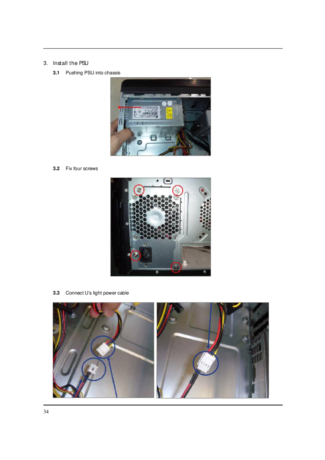 Packard Bell M5850 manual Install the PSU 