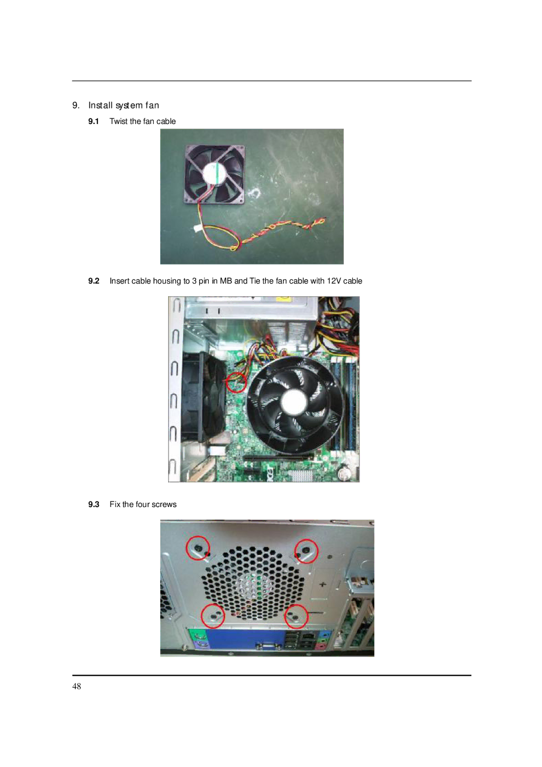 Packard Bell M5850 manual Install system fan 