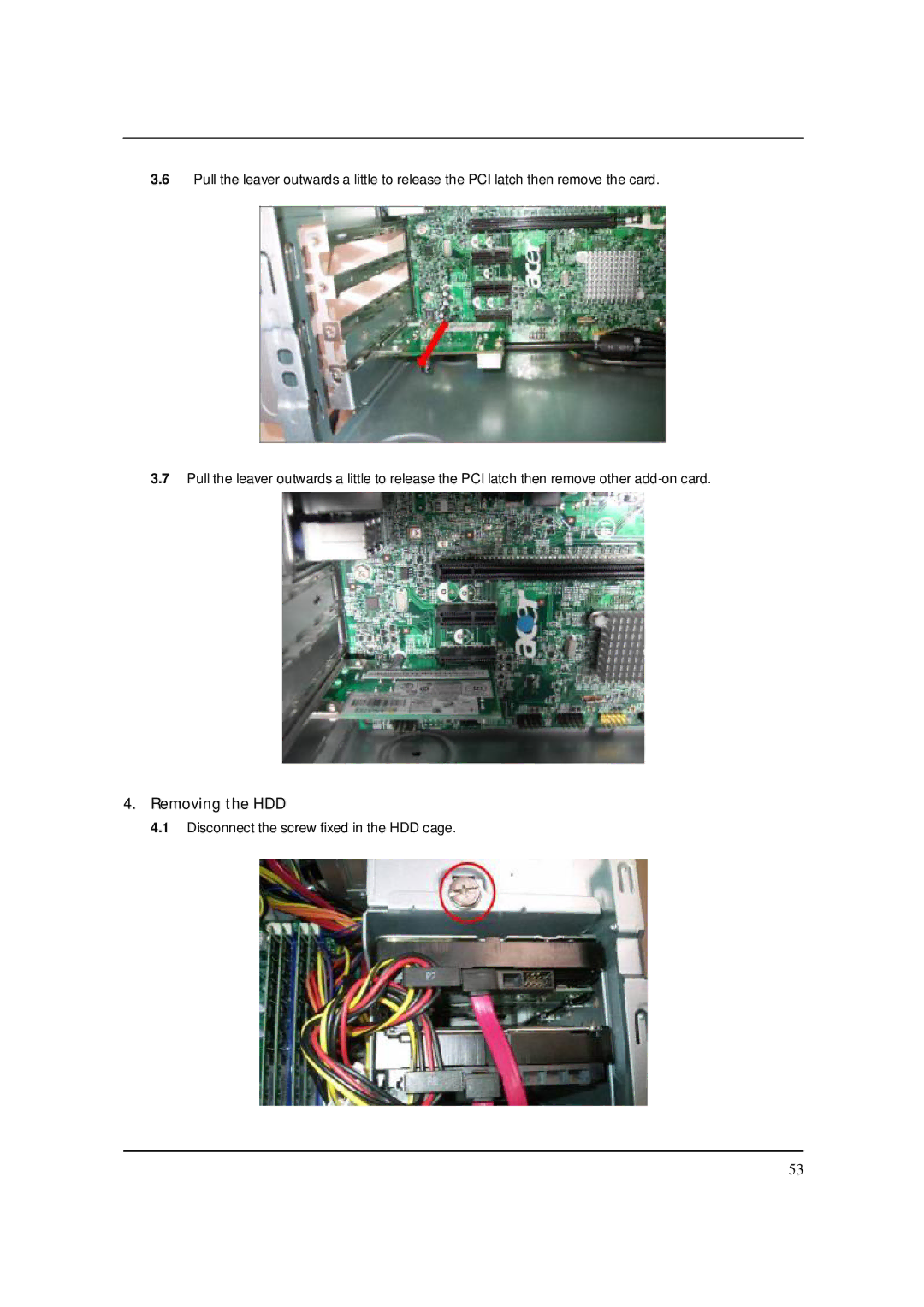 Packard Bell M5850 manual Removing the HDD 