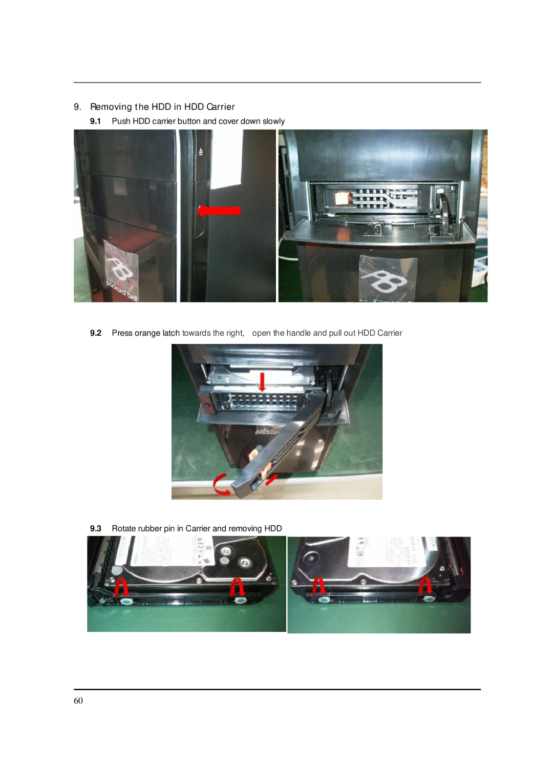 Packard Bell M5850 manual Removing the HDD in HDD Carrier 