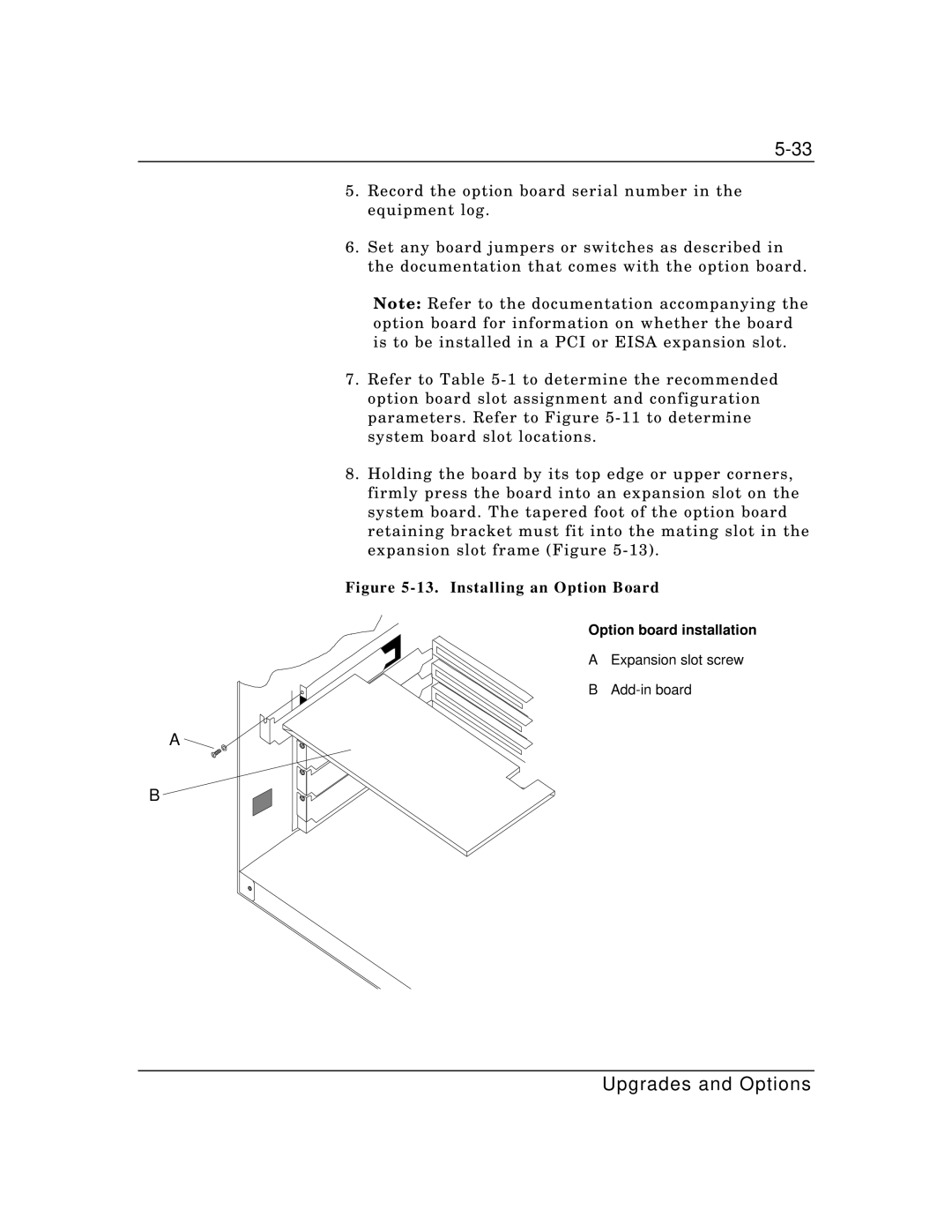 Packard Bell MH4000 manual Installing an Option Board, Option board installation 