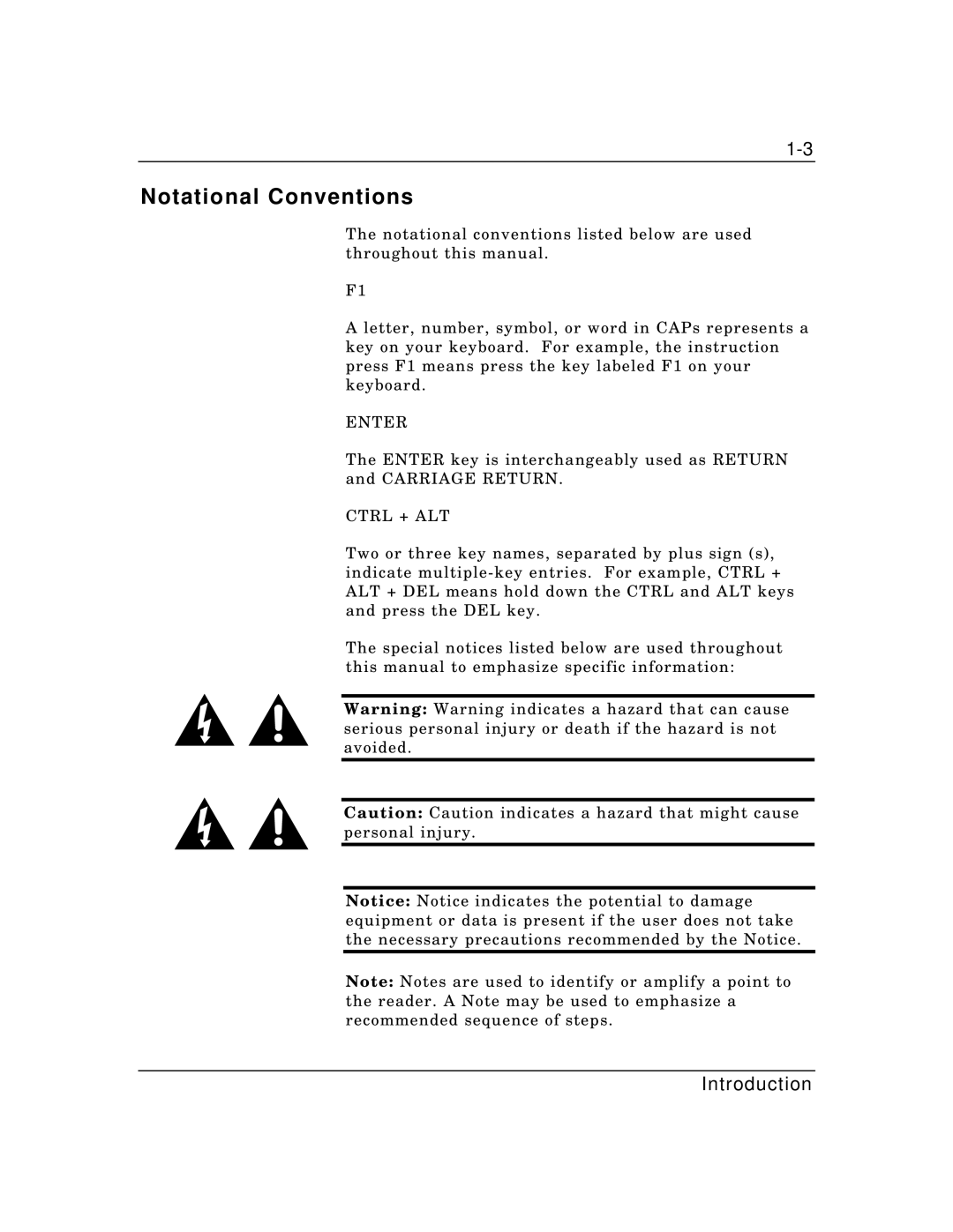 Packard Bell MH4000 manual Notational Conventions, Ctrl + ALT 