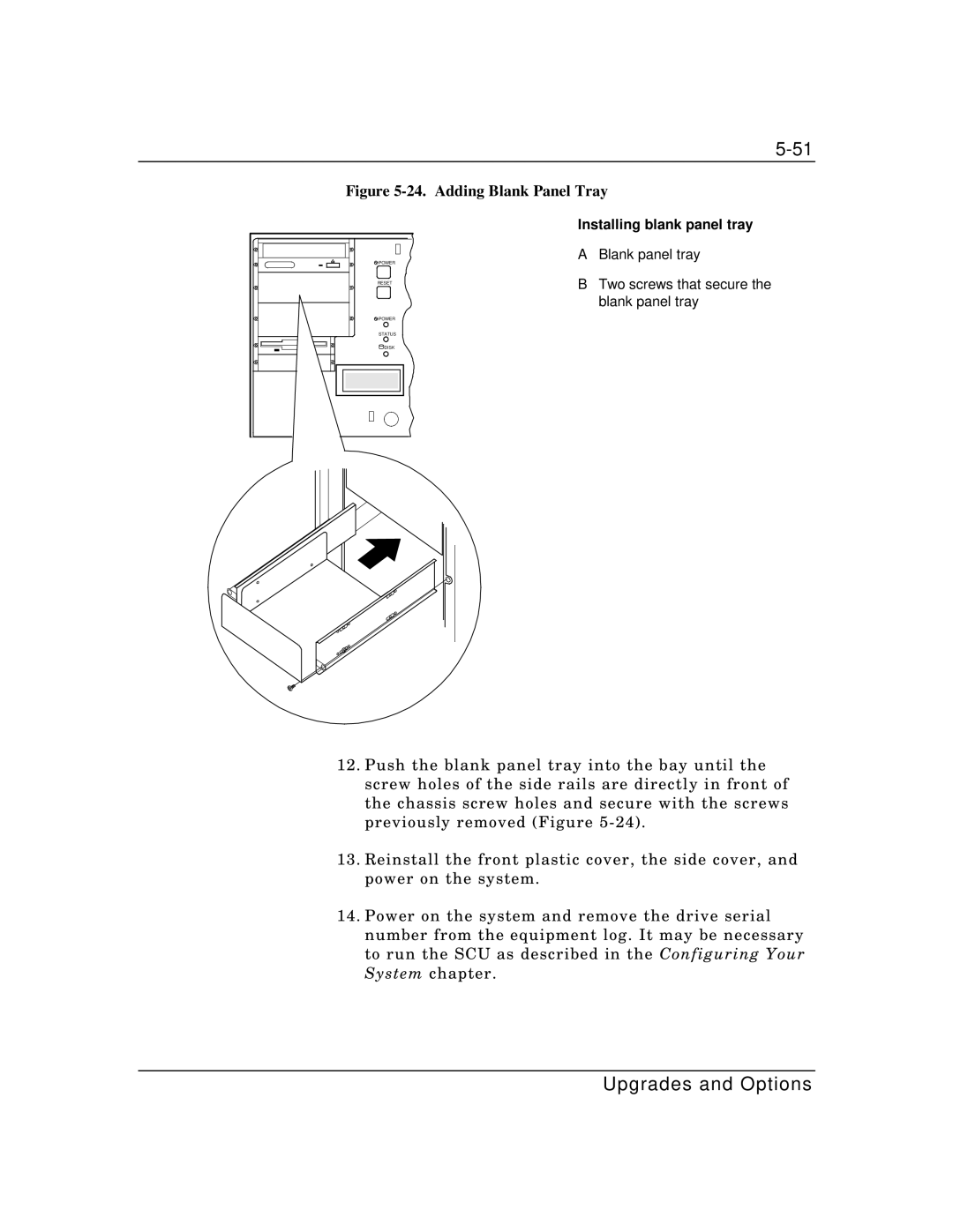 Packard Bell MH4000 manual Adding Blank Panel Tray, Installing blank panel tray 