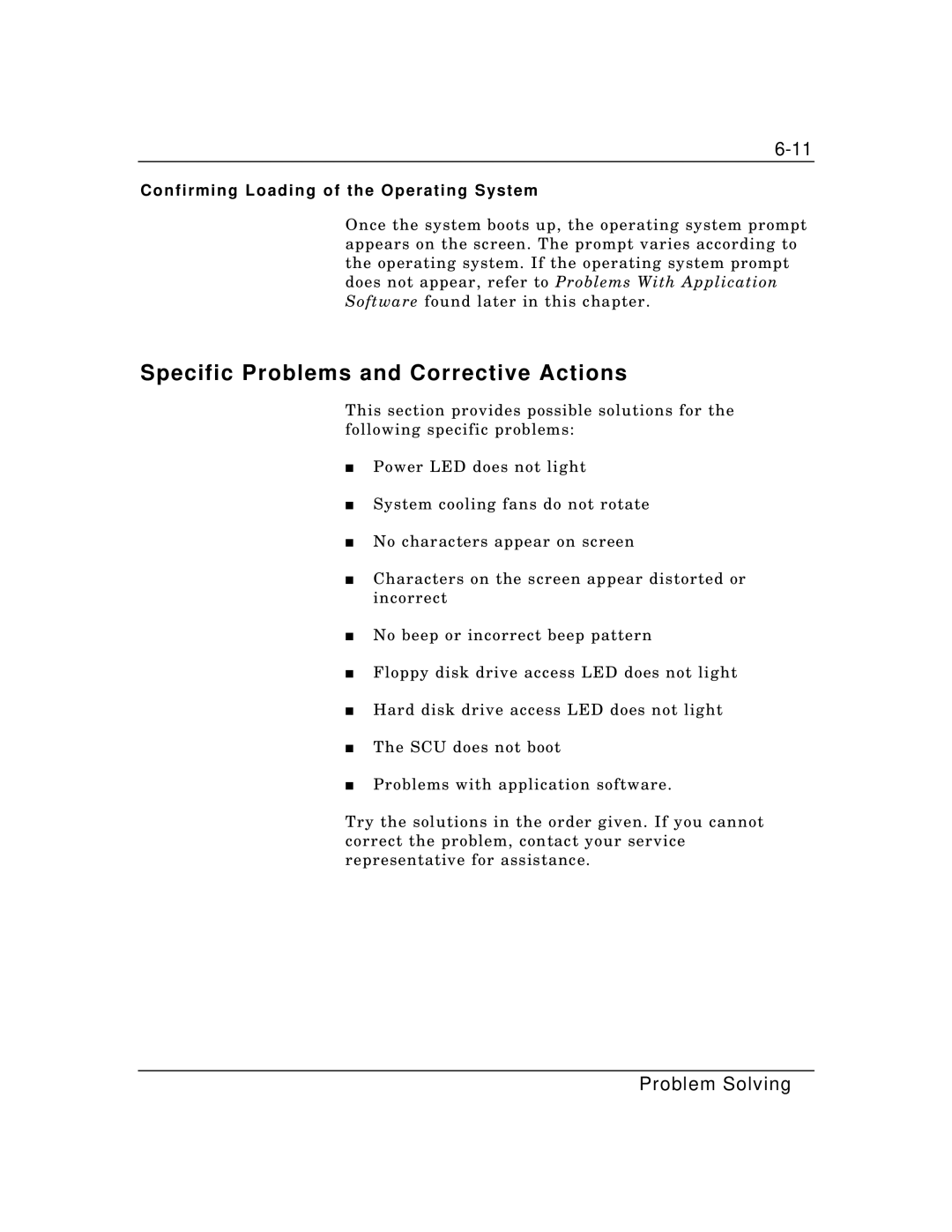 Packard Bell MH4000 manual Specific Problems and Corrective Actions, Confirming Loading of the Operating System 