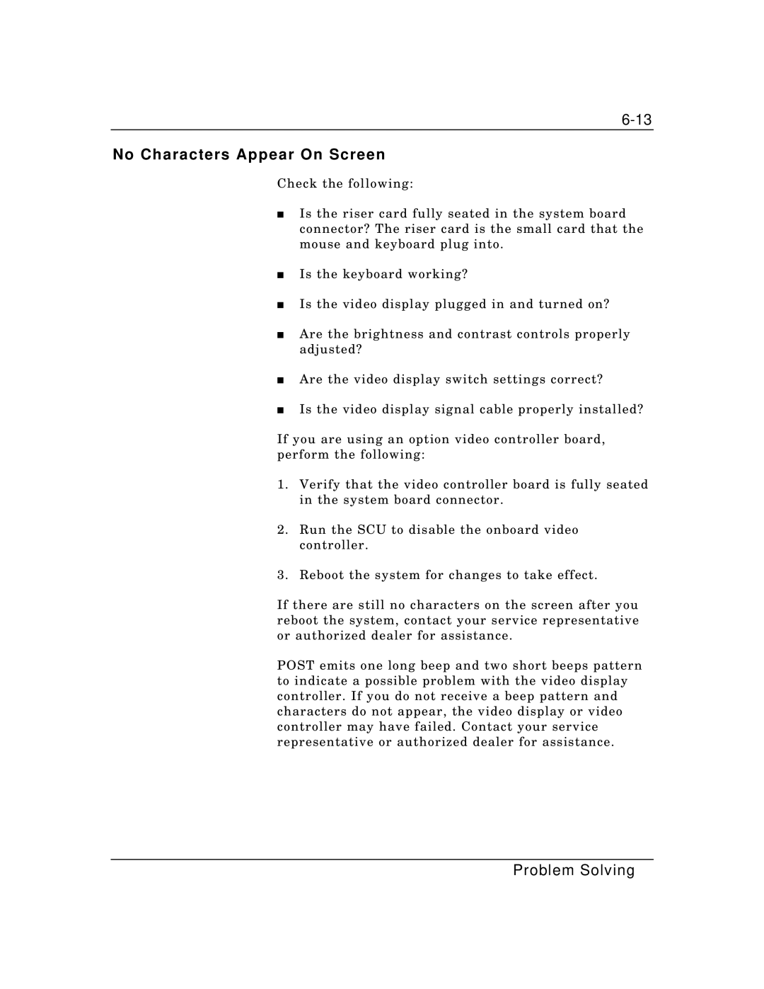 Packard Bell MH4000 manual No Characters Appear On Screen 