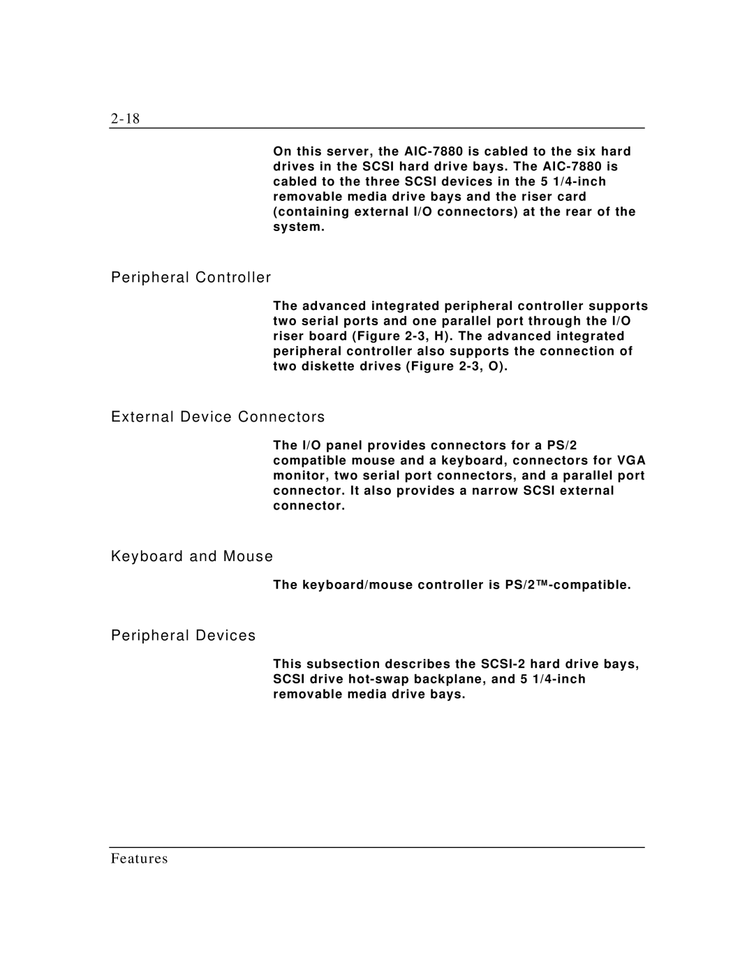 Packard Bell MH4000 manual Peripheral Controller, External Device Connectors, Keyboard and Mouse, Peripheral Devices 