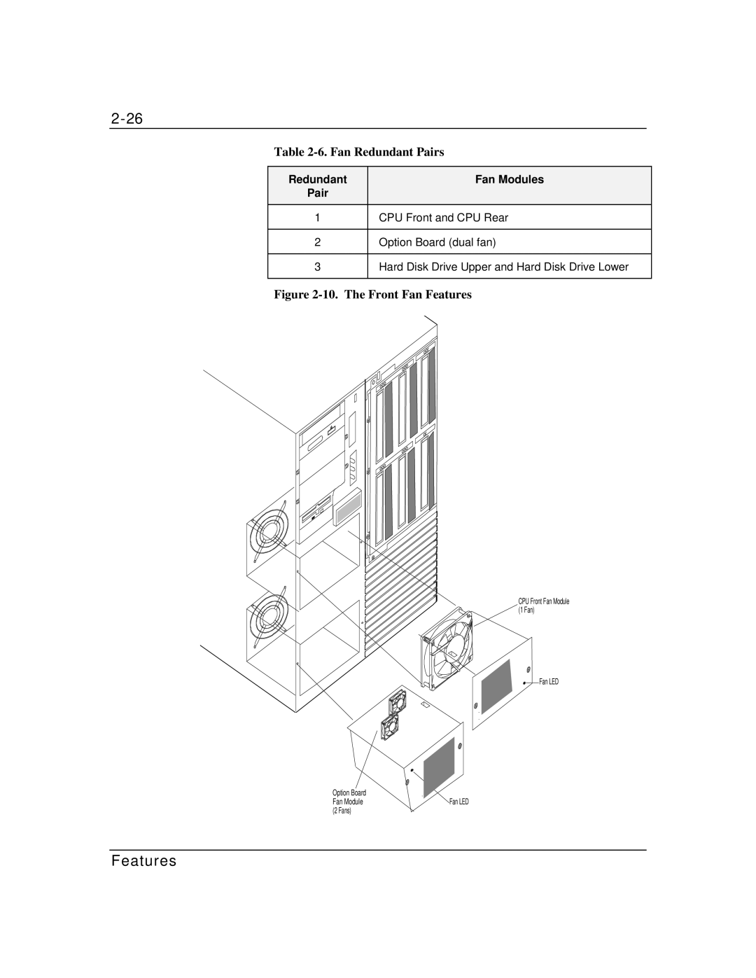 Packard Bell MH4000 manual Fan Redundant Pairs, Redundant Pair Fan Modules 