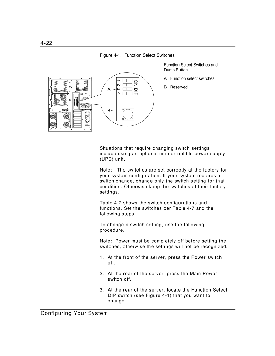 Packard Bell MH4000 manual Function Select Switches and Dump Button 