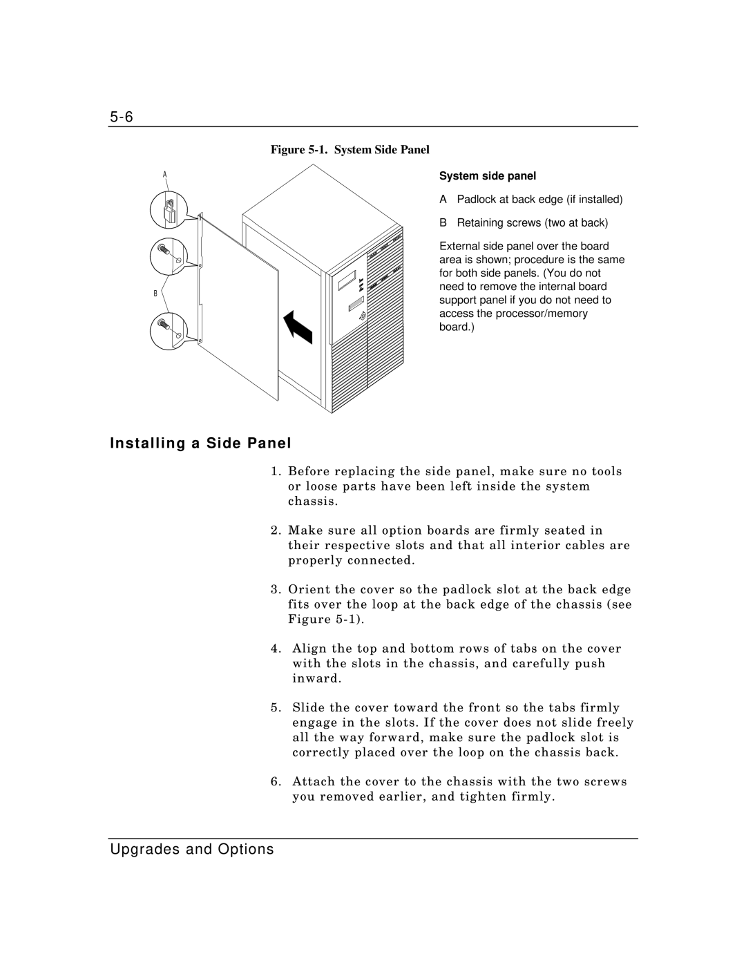 Packard Bell MH4000 manual Installing a Side Panel, System side panel 