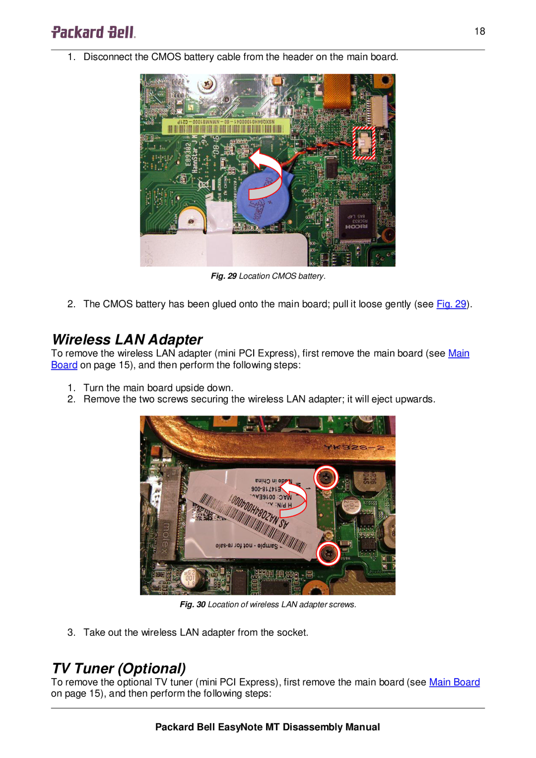 Packard Bell MT manual Wireless LAN Adapter, TV Tuner Optional 