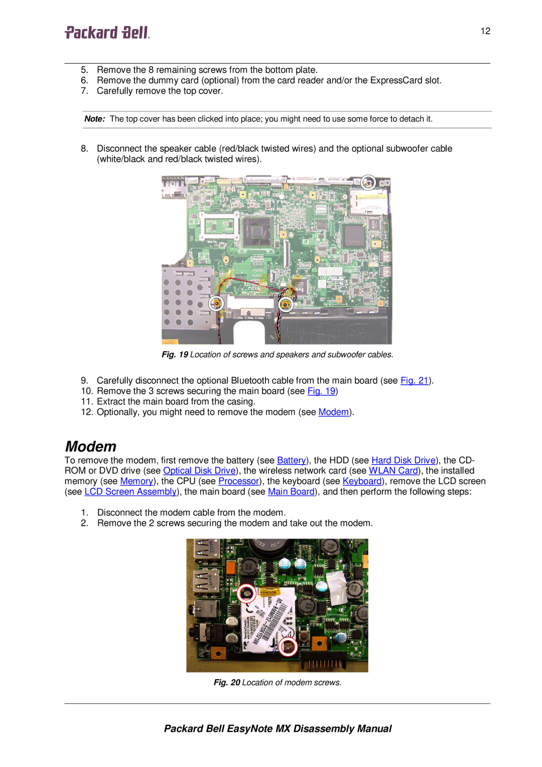 Packard Bell MX manual Modem, 1212121212 