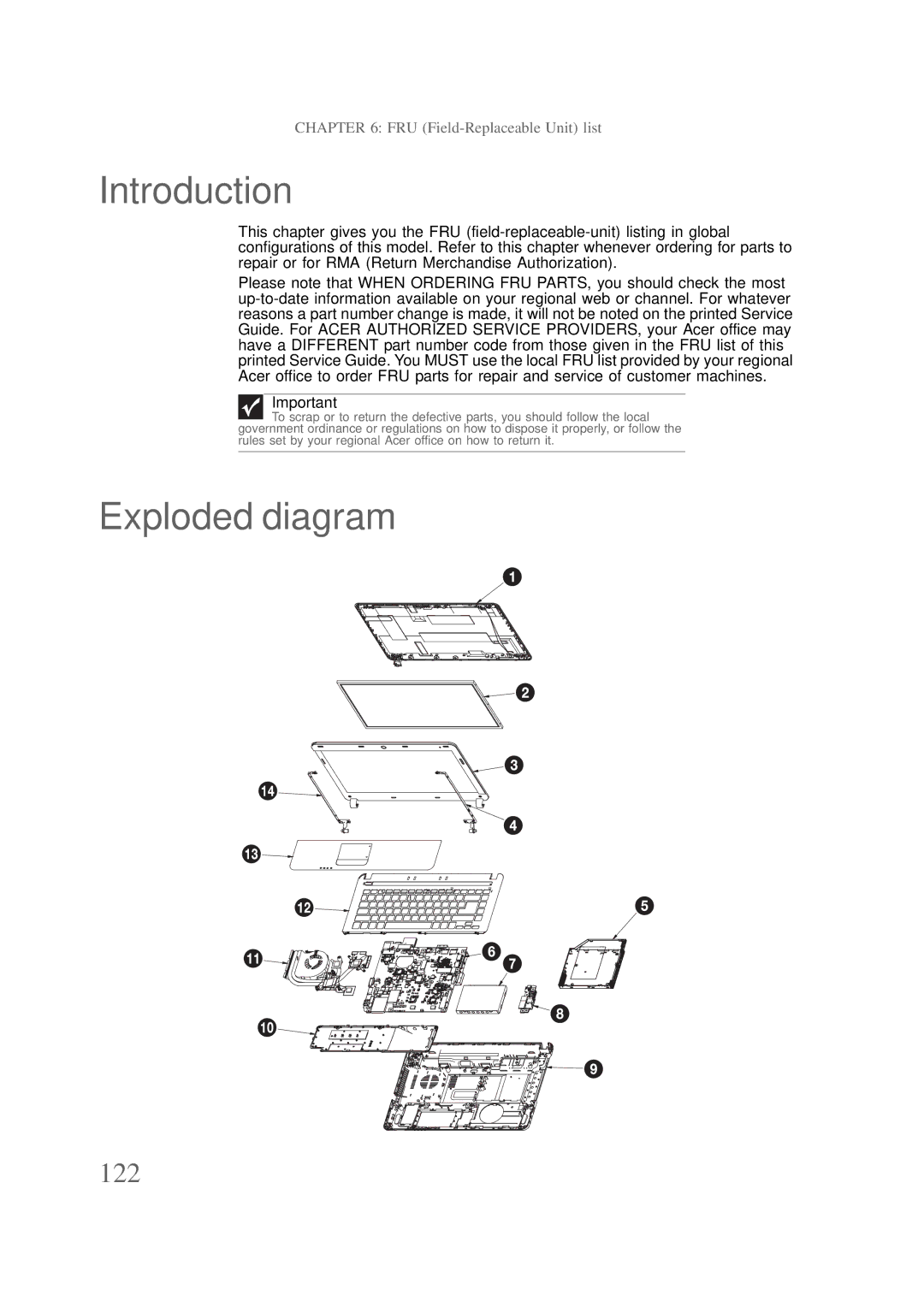 Packard Bell NS1 1HR manual Introduction, Exploded diagram, 122 