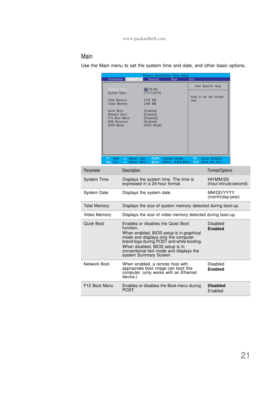 Packard Bell NS1 1HR manual Main 