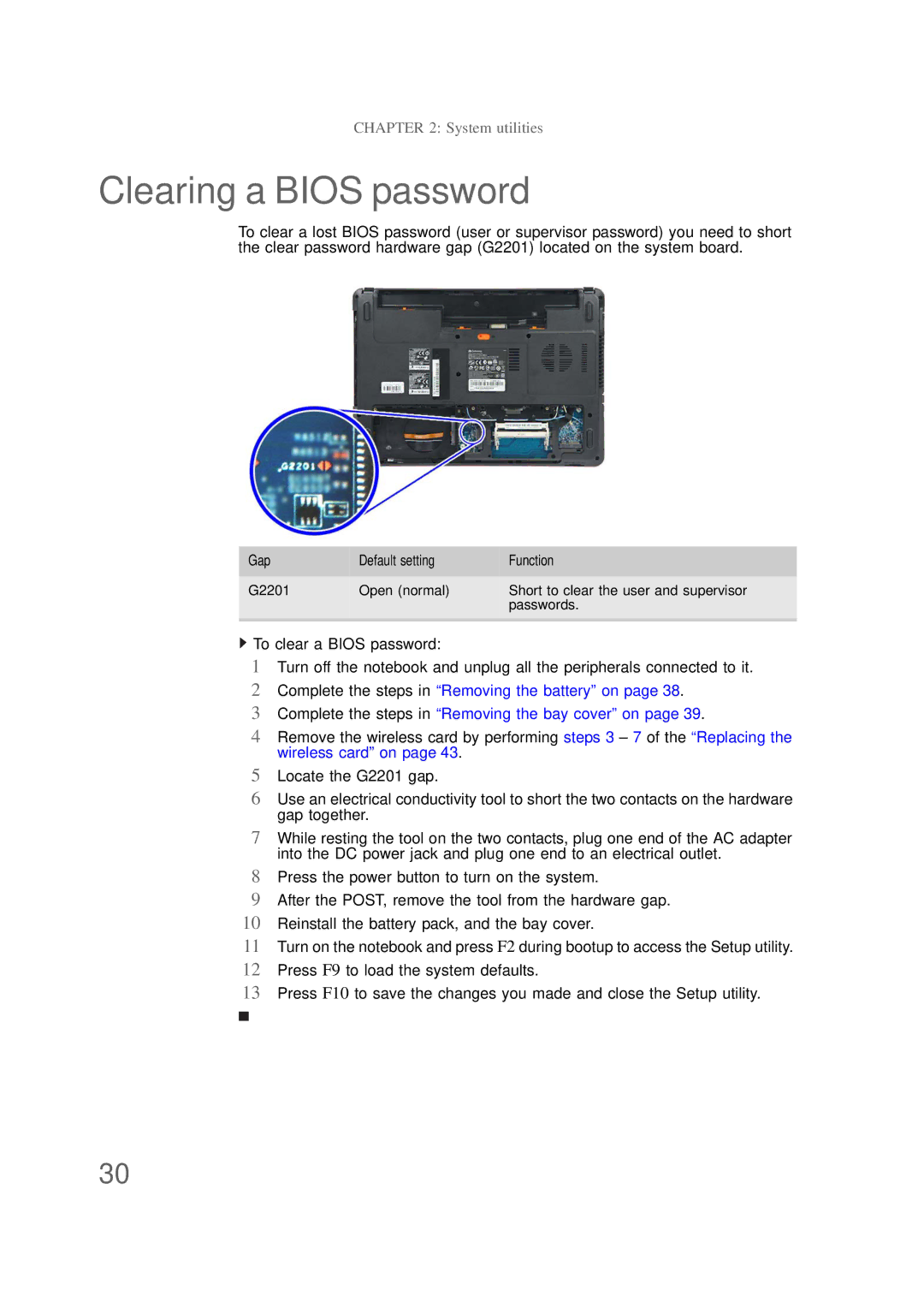 Packard Bell NS1 1HR manual Clearing a Bios password 