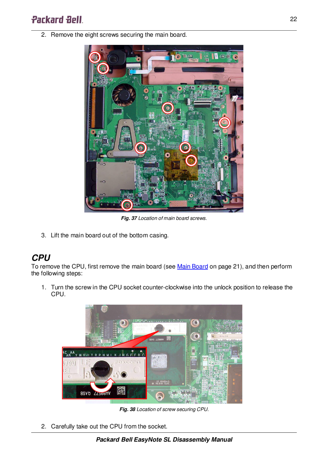 Packard Bell SL manual Cpu 