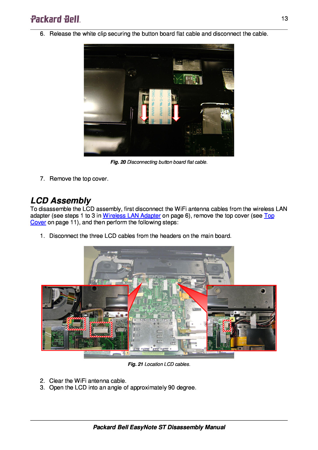 Packard Bell manual LCD Assembly, Packard Bell EasyNote ST Disassembly Manual 