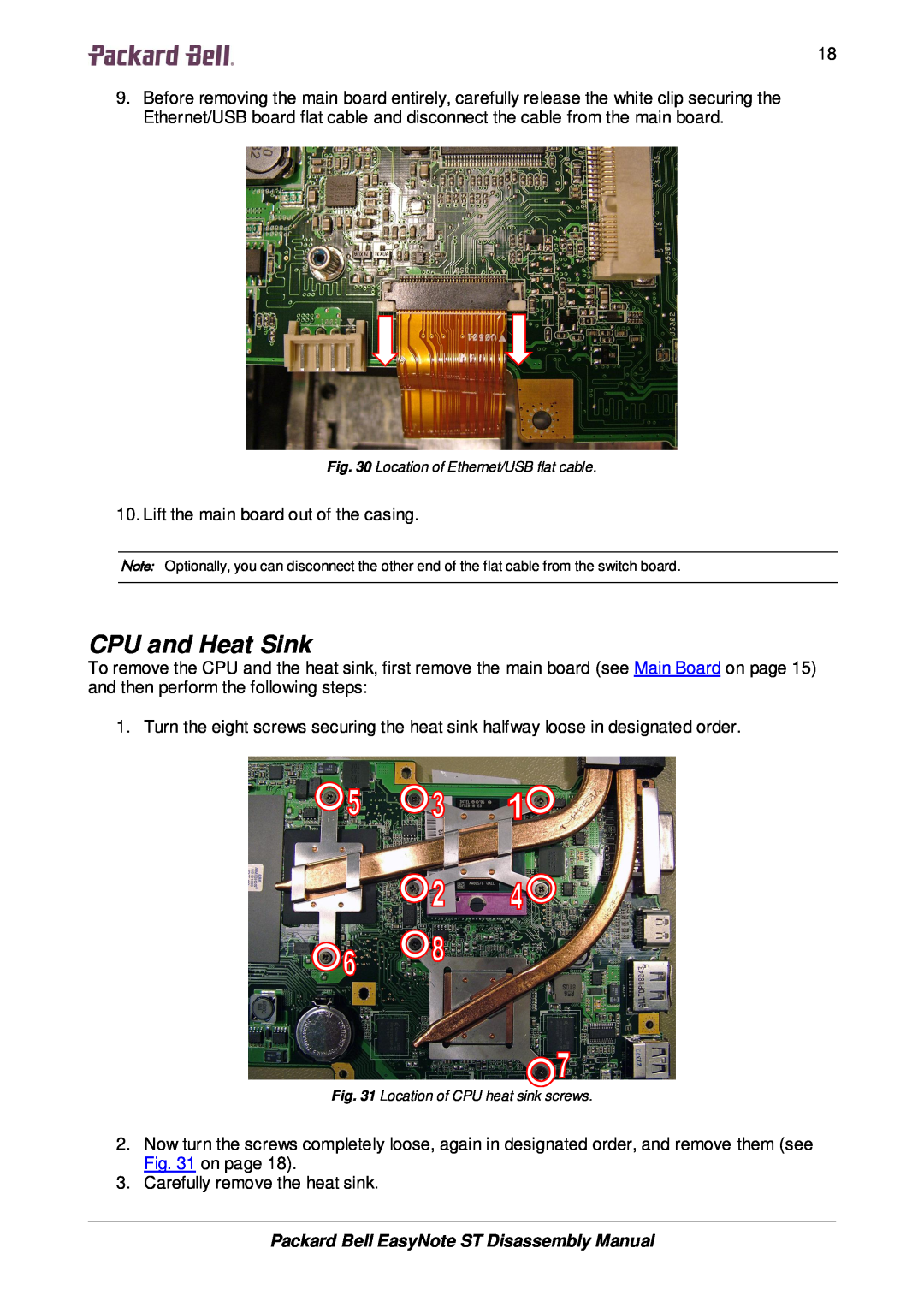 Packard Bell manual CPU and Heat Sink, Packard Bell EasyNote ST Disassembly Manual 