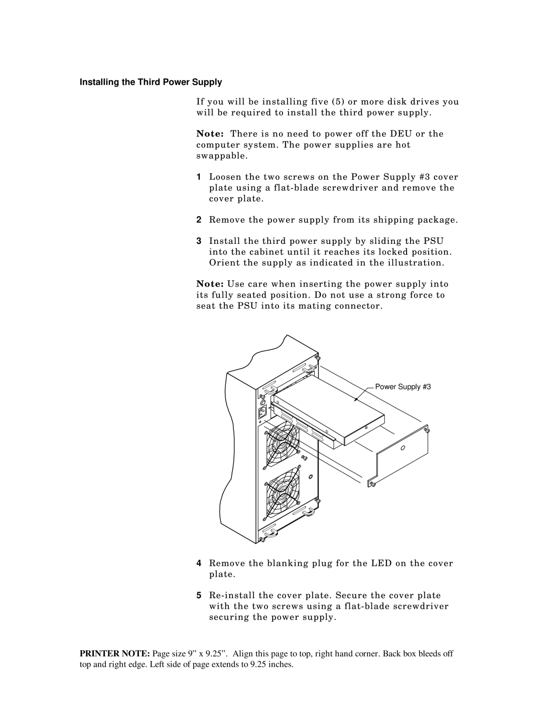 Packard Bell 5800, ST8000 manual Installing the Third Power Supply 