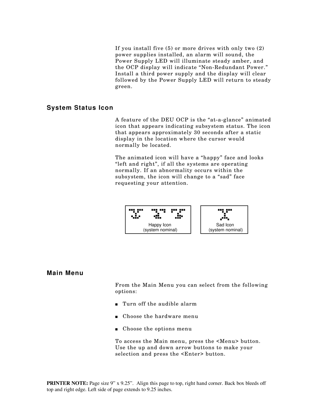 Packard Bell 5800, ST8000 manual System Status Icon, Main Menu 