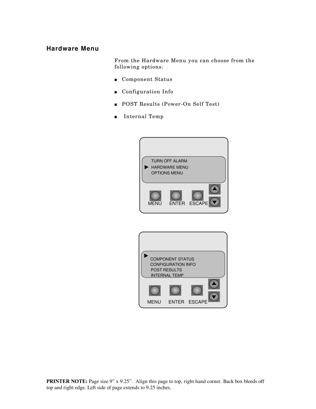 Packard Bell 5800, ST8000 manual Hardware Menu 