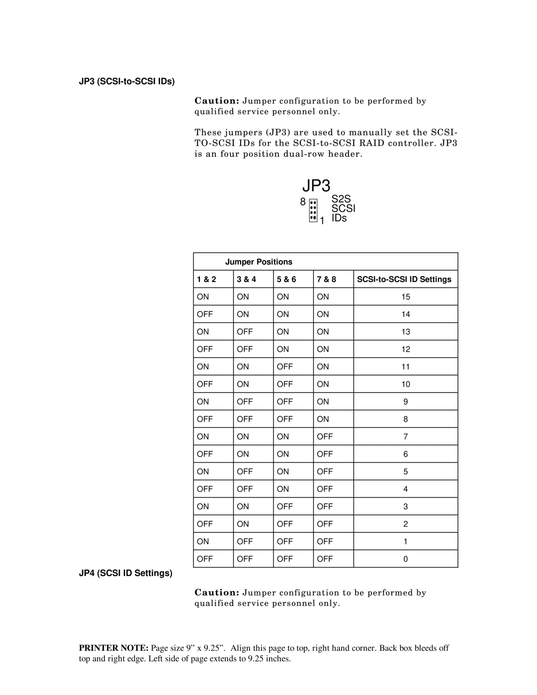 Packard Bell ST8000, 5800 manual JP3 SCSI-to-SCSI IDs, JP4 Scsi ID Settings 