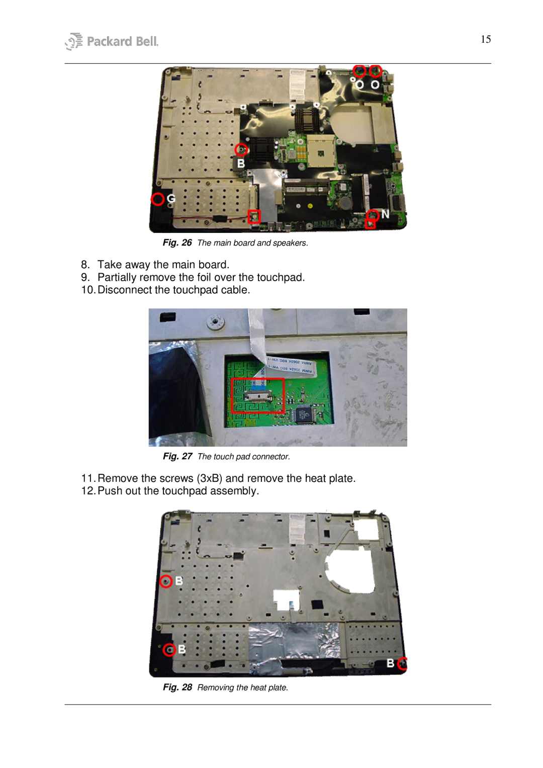 Packard Bell W7 manual Main board and speakers 