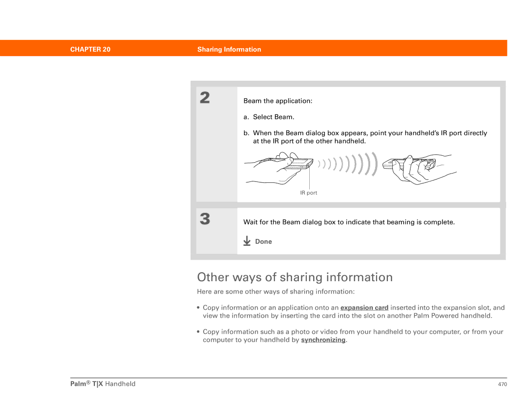 Palm 461 manual Other ways of sharing information 