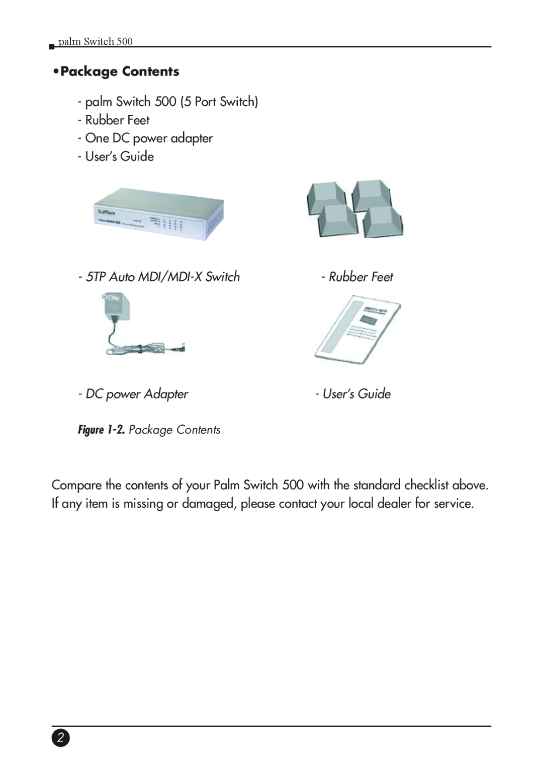 Palm 500 manual Package Contents 