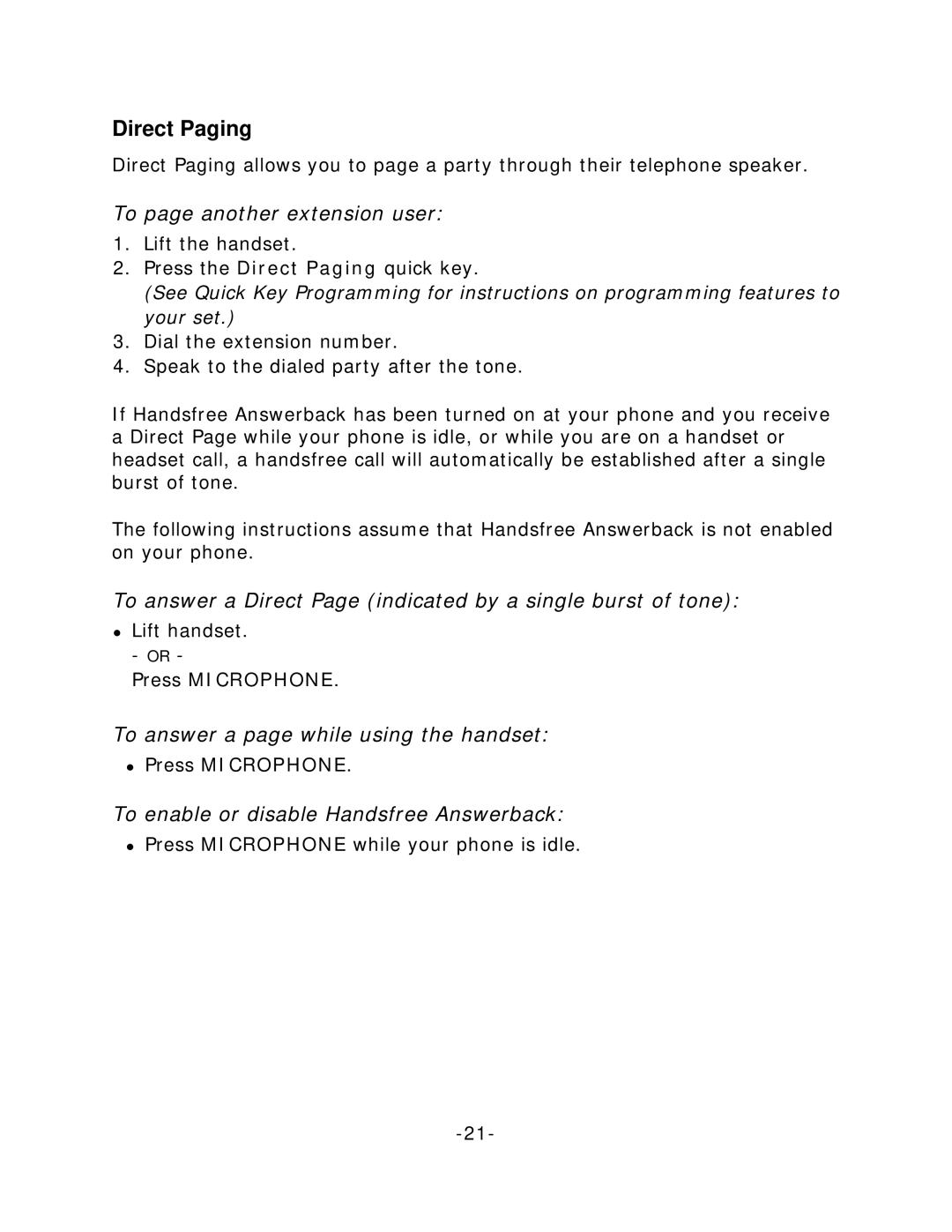 Palm 5240 manual Direct Paging, To page another extension user, To answer a Direct Page indicated by a single burst of tone 