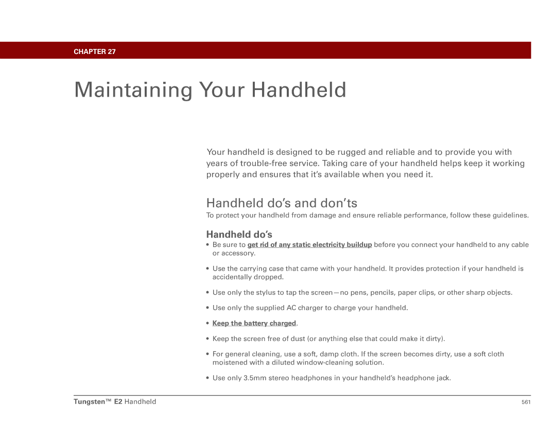 Palm 561 manual Handheld do’s and don’ts 