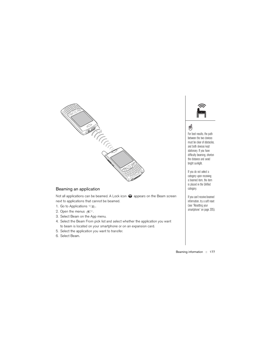 Palm 650 manual Beaming an application 