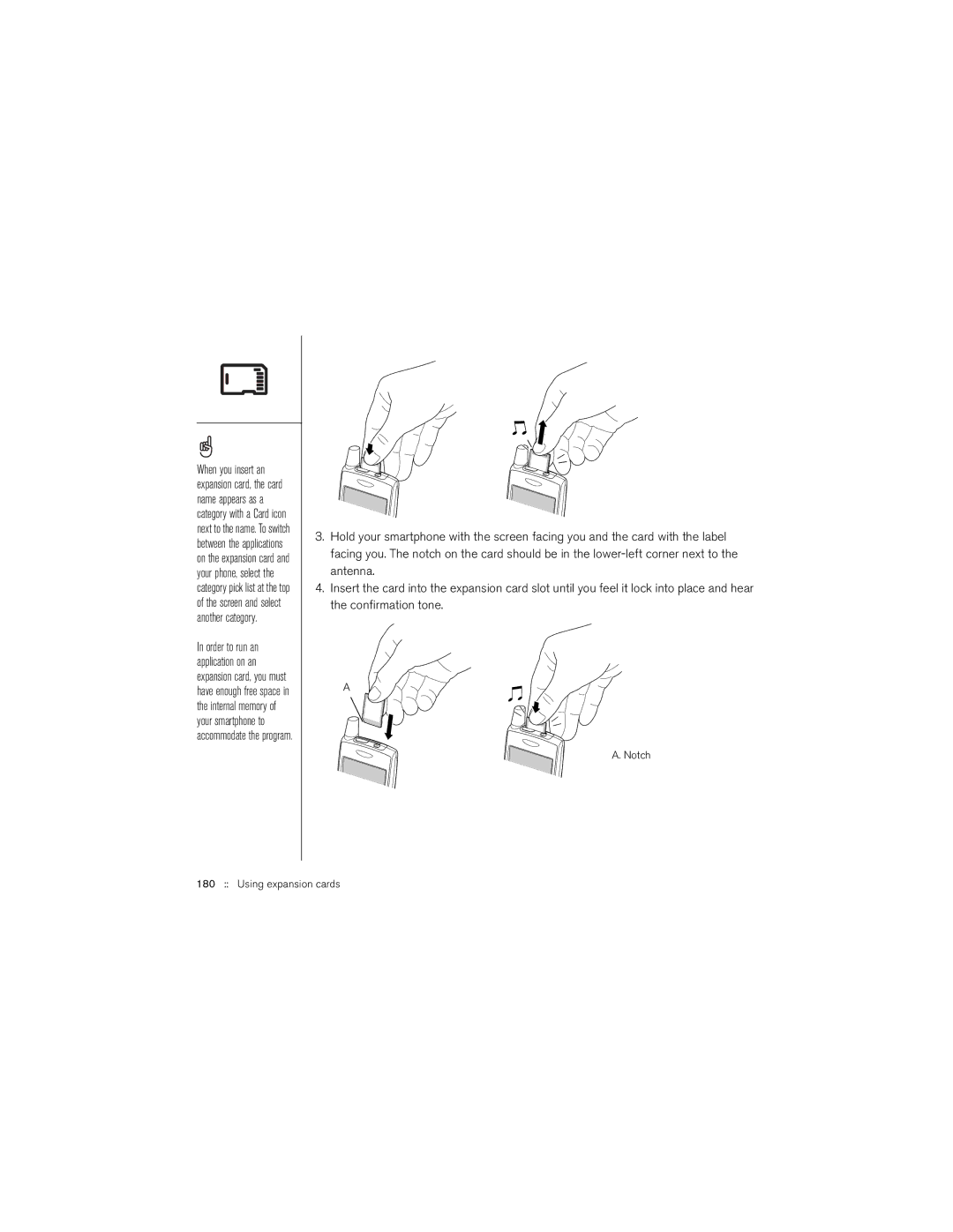 Palm 650 manual Notch Using expansion cards 